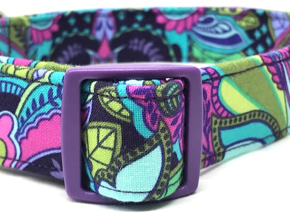 Boho Dog Collar for Boy, Girl - Purple Blue Festival Colors