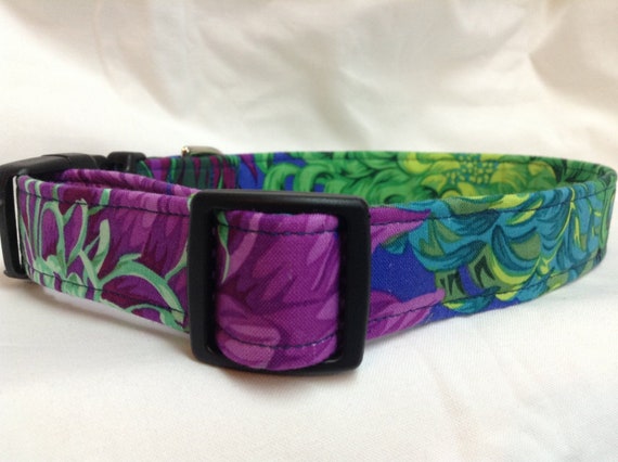 Purple Green Flowers Dog Collar for Girl Boy