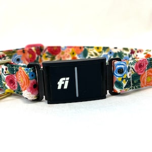 Fi Series 3 Compatible Dog Collar PLASTIC Buckle - 1&quot; or 3/4&quot; Wide - Rifle Paper Co Garden Party Red - OR Pick a Fabric