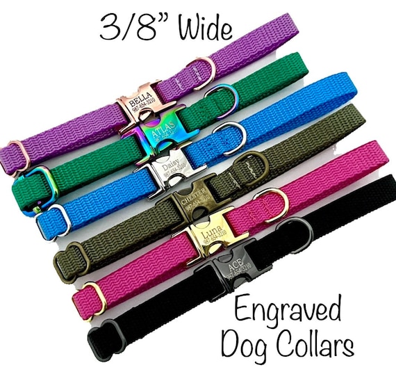 3/8” Personalized Tiny Dog Collar -  XXS - Dainty Teacup, Toy Puppy - Nylon Webbing