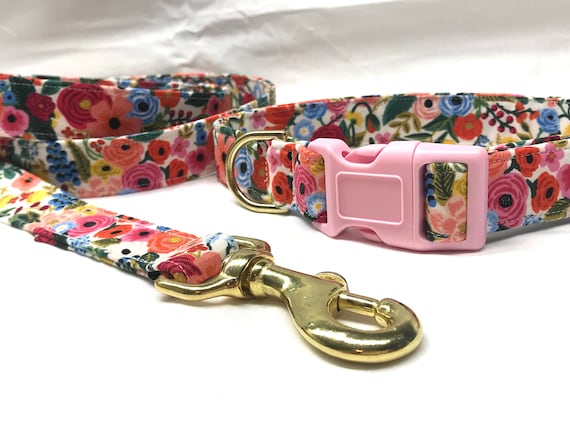 Rifle Paper Co Dog Collar Leash Set - Garden Party Red