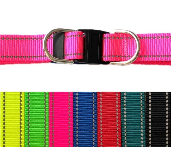 Reflective Nylon Webbing BREAKAWAY Dog Collar for Boy, Girl - OPTIONAL ID Tag - 5/8" 3/4" 1"