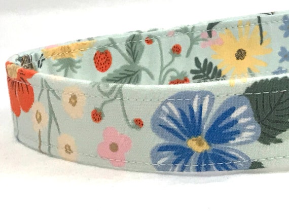 Rifle Paper Co. Dog Collar for Boy Girl - Strawberry Fields - Mint Green