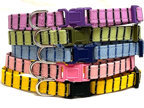 Paris Pinstripes Cat Collar - Breakaway Buckle - 3/8” Wide