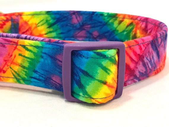Tie Dye Dog Collar for Girl, Boy - Neon Rainbow Festival