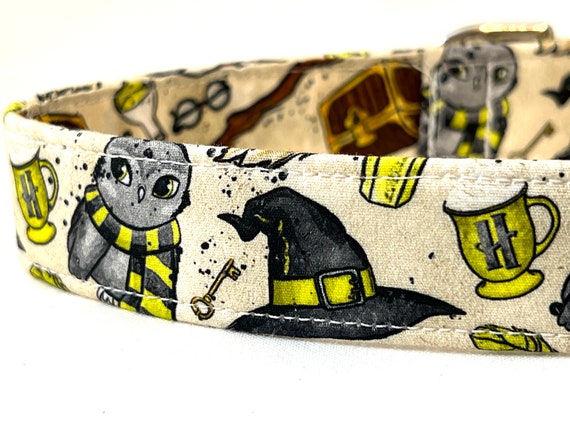Wizard Dog Collar for Girl Boy - Magical Witchcraft - Yellow and Beige