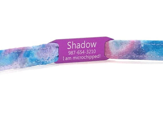 Personalized Cat Collar for Girl - Cotton Candy Galaxy Glitter- Slide-On ID Tag - Breakaway