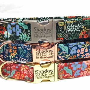 Personalized Rifle Paper Co Dog Collar - Engraved Buckle