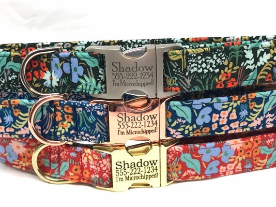 Personalized Rifle Paper Co Dog Collar - Engraved Buckle