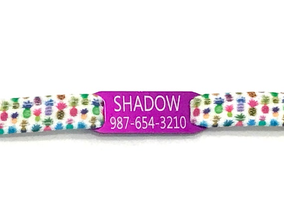 Personalized Summer Cat Collar for Boy, Girl - Tiny Pineapples - Slide-On ID Tag - Breakaway