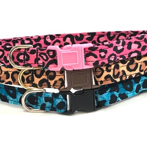 Leopard, Cheetah Print Cat Collar - Pink, Blue, Brown Animal Print