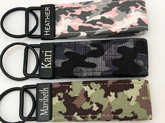 Camo Personalized Key Fob - Engraved Name - Camouflage - Personalized Gift for Her