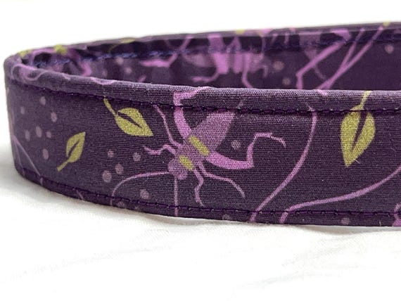 Dog Collar for Girl Boy - PURPLE Crickets, Insects, Nature