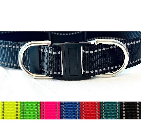 Reflective Breakaway Dog Collar, Nylon Webbing, Optional ID Tag