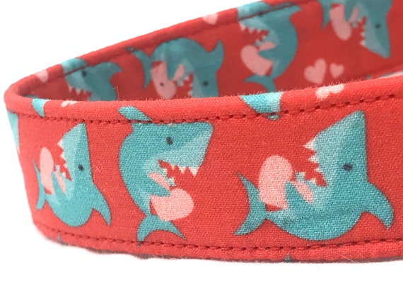 Valentines Day Dog Collar for Boy Girl - Sharks with Hearts