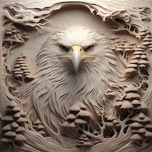 Eagle2 | USA | Patriotic | Bird of Prey | LaserBurn| Glowforge| xtool | SVG| PNG | 3D Illusion | Engrave | Laser Ready | Digital Design File