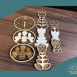 Scandi Tulips Hanging decorations/laser cut file dxf/svg/eps/pdf/XCS xTool, Glowforge digital download