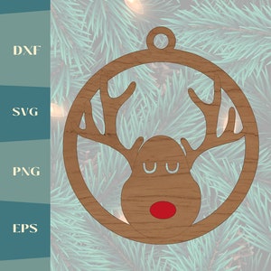 Rudolph Reindeer hanging decoration/ laser cut file dxf/ svg/eps/pdf digital download