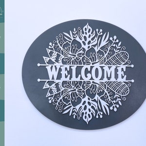 Floral Welcome Sign Wall plaque, laser cut file dxf/svg/eps/pdf/XCS digital download