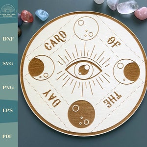 Carte du jour Tarot/plaque d'affichage de carte d'affirmation, fichier découpé au laser dxf/svg/eps/pdf/XCS téléchargement numérique