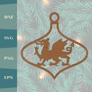 Welsh Dragon Christmas hanging decoration card topper/ laser cut file dxf/ svg/eps/pdf digital download