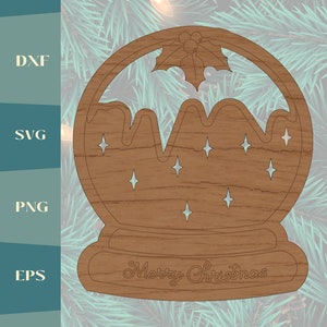 Christmas Pudding Snowglobe hanging decoration card topper/ laser cut file dxf/ svg/eps/pdf digital download