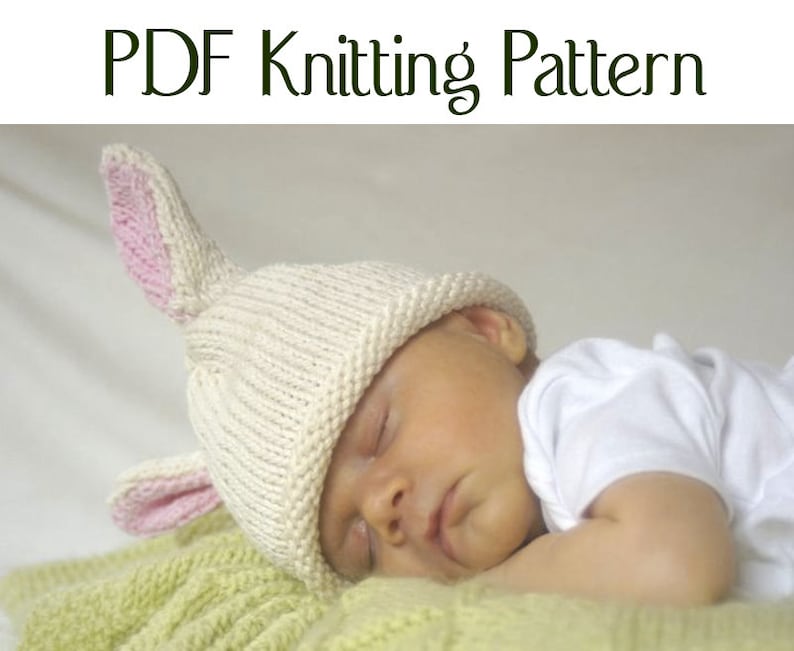 Baby Bunny Hat pattern, knit, Boston Beanies image 1