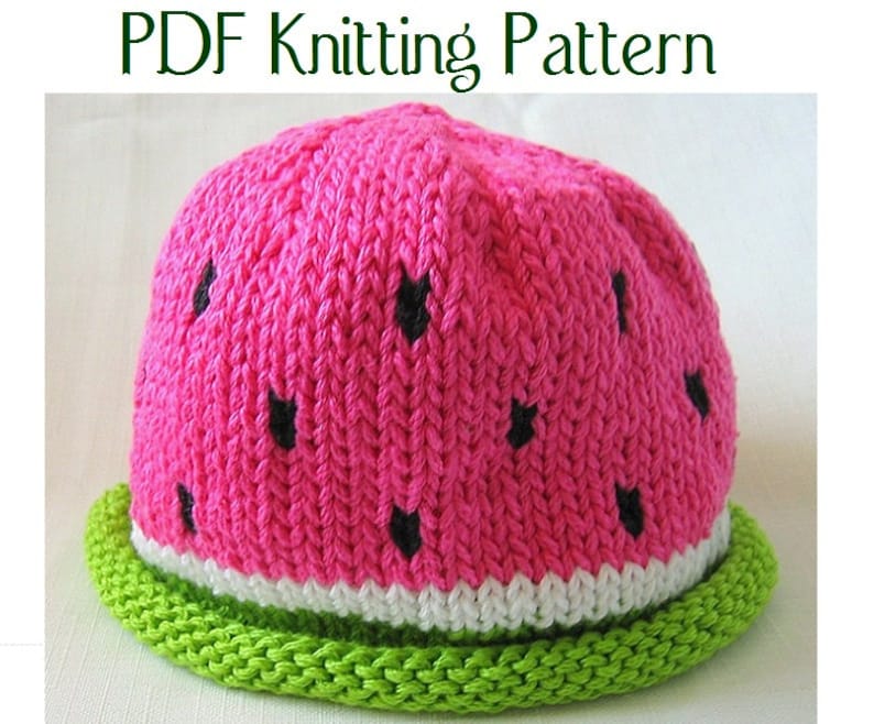 Watermelon Hat pattern, knit, Boston Beanies image 1