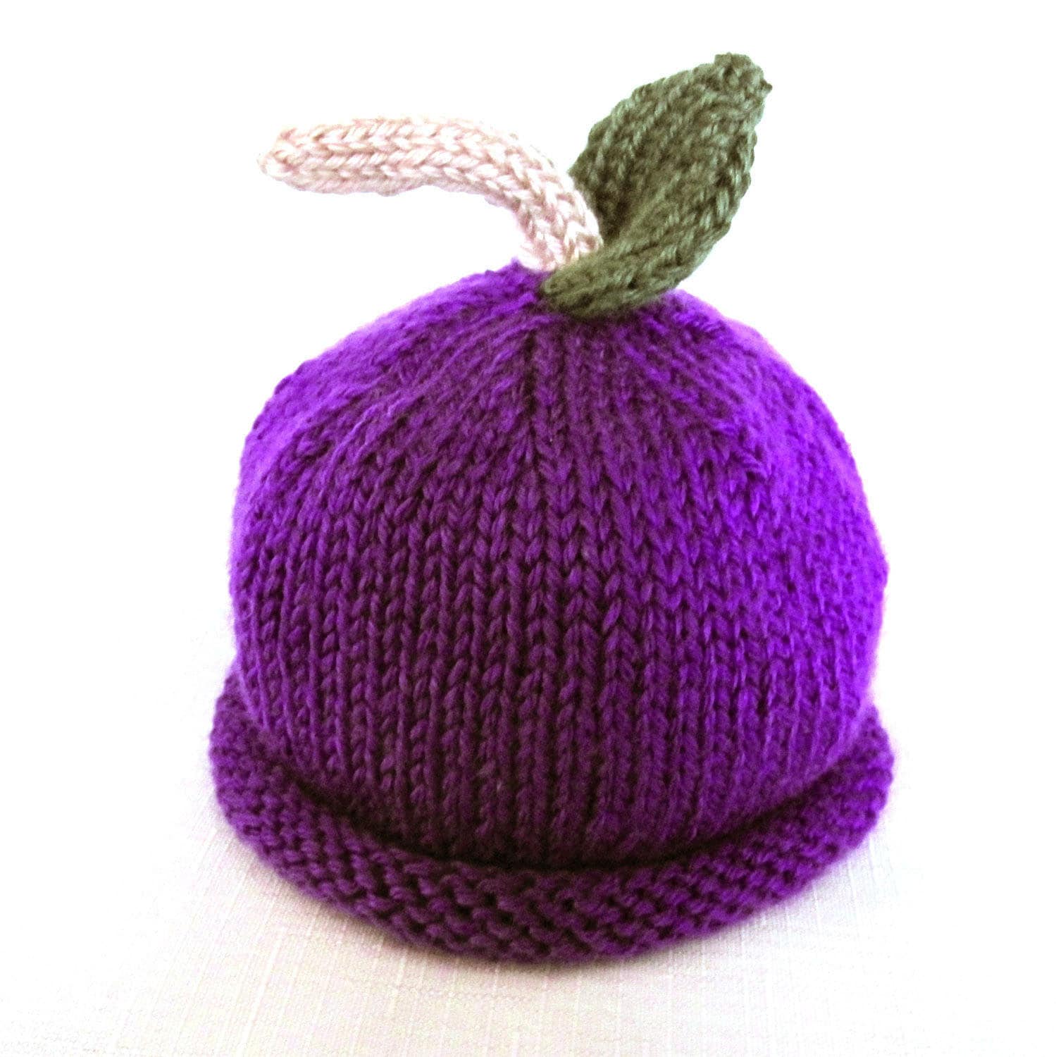 Knit Baby Plum Fruit Hat Great Photo Prop Etsy