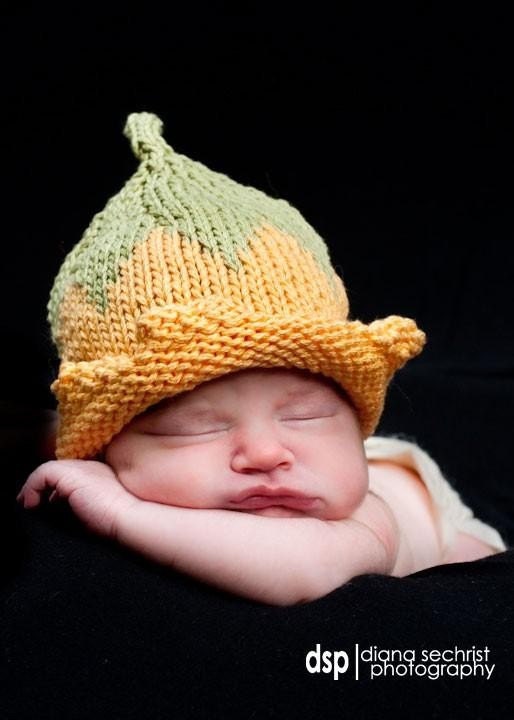 Flower Fairy Spring Hat Knit Yellow Cotton Baby Hat Great Etsy