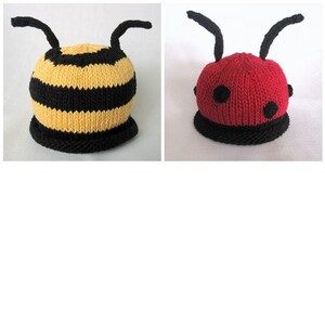 Baby Bumble Bee and Ladybug hat pattern, knit, Boston Beanies image 3