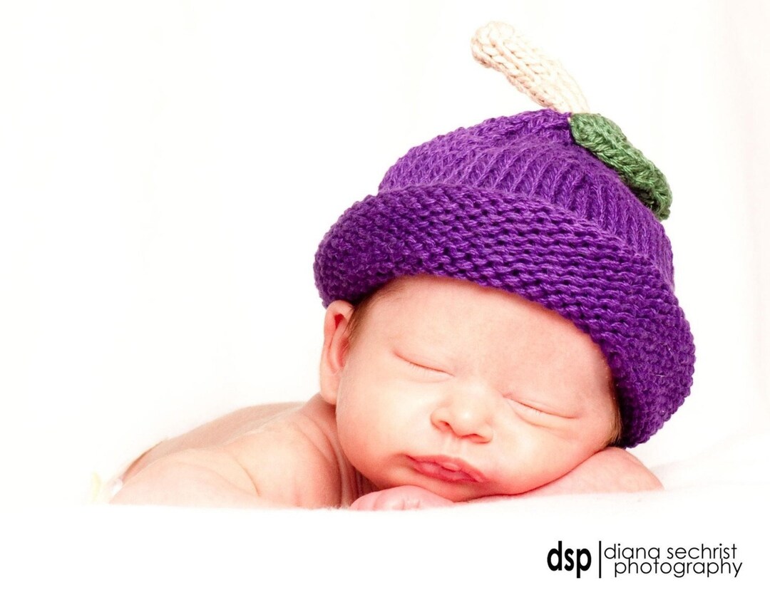 Knit Baby Plum Fruit Hat Great Photo Prop Etsy
