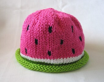 READY TO SHIP Knit Watermelon Cotton Baby Fruit Hat great photo prop