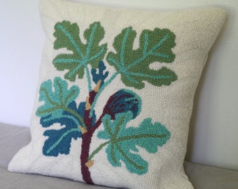 Fig Botanical Pillow | Punch Needle Pillow Cover | Decorative Sofa Cushion
