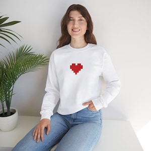 Pixelated Heart Sweatshirt | Heart Crewneck | Cute Crewneck | Valentines Day | Aesthetic Sweatshirt