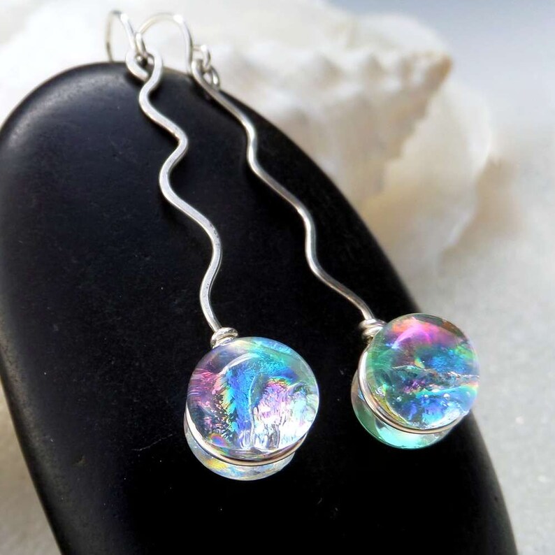 Dichroic Fused Glass Earrings in Translucent Tropical Fruit Etsy
