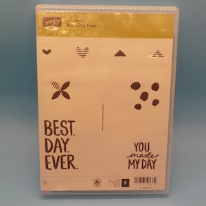 Stampin&#39; Up!  Best Day Ever 9 Piece Cling Rubber Stamp Set - Retired