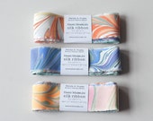 Marbled Silk Ribbon Assortment | Colorful 5 Pattern Variety | 28 inch long