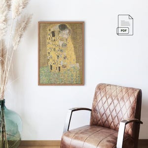 Der Kuss Kreuzstich Muster | Gustav Klimt | PDF-Chart | Sofortdownload | berühmtes Gemälde