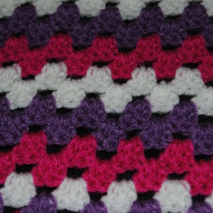 Pink Purple and White Crochet Baby Blanket image 2