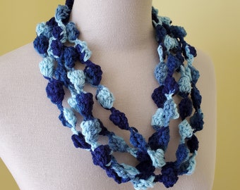 Dusk Blue Bobble Crochet Necklace