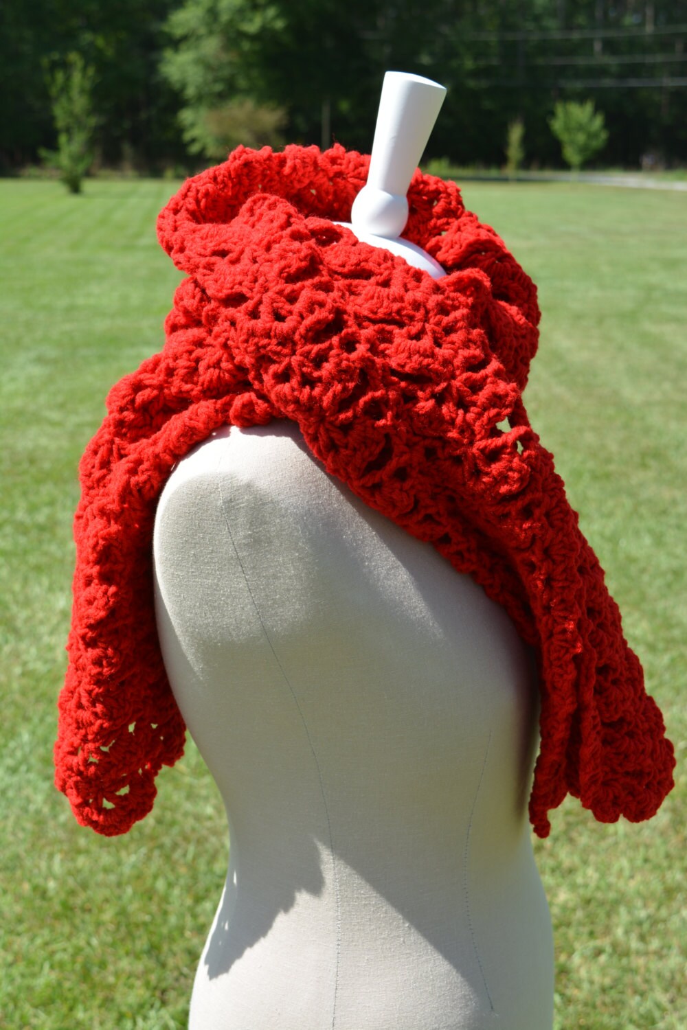 Red Prayer Shawl Shoulder Covering Red Shawl Crochet Shawl Etsy