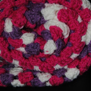 Pink Purple and White Crochet Baby Blanket image 4