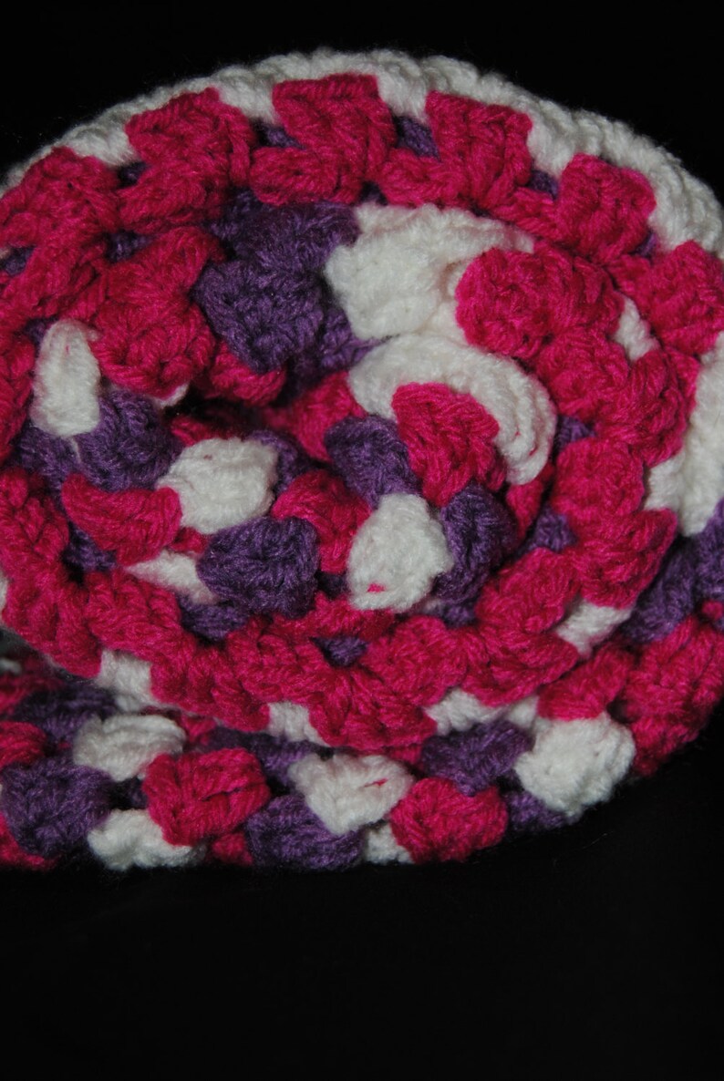 Pink Purple and White Crochet Baby Blanket image 4