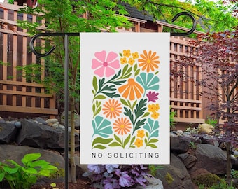 Bandera de jardín con flores que prohíben la solicitación: decoración retro para porches