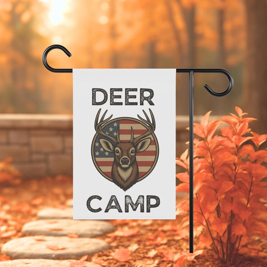 Deer Camp Flag, Deer American Flag, Hunting Gifted, Deer Decor, Hunting ...
