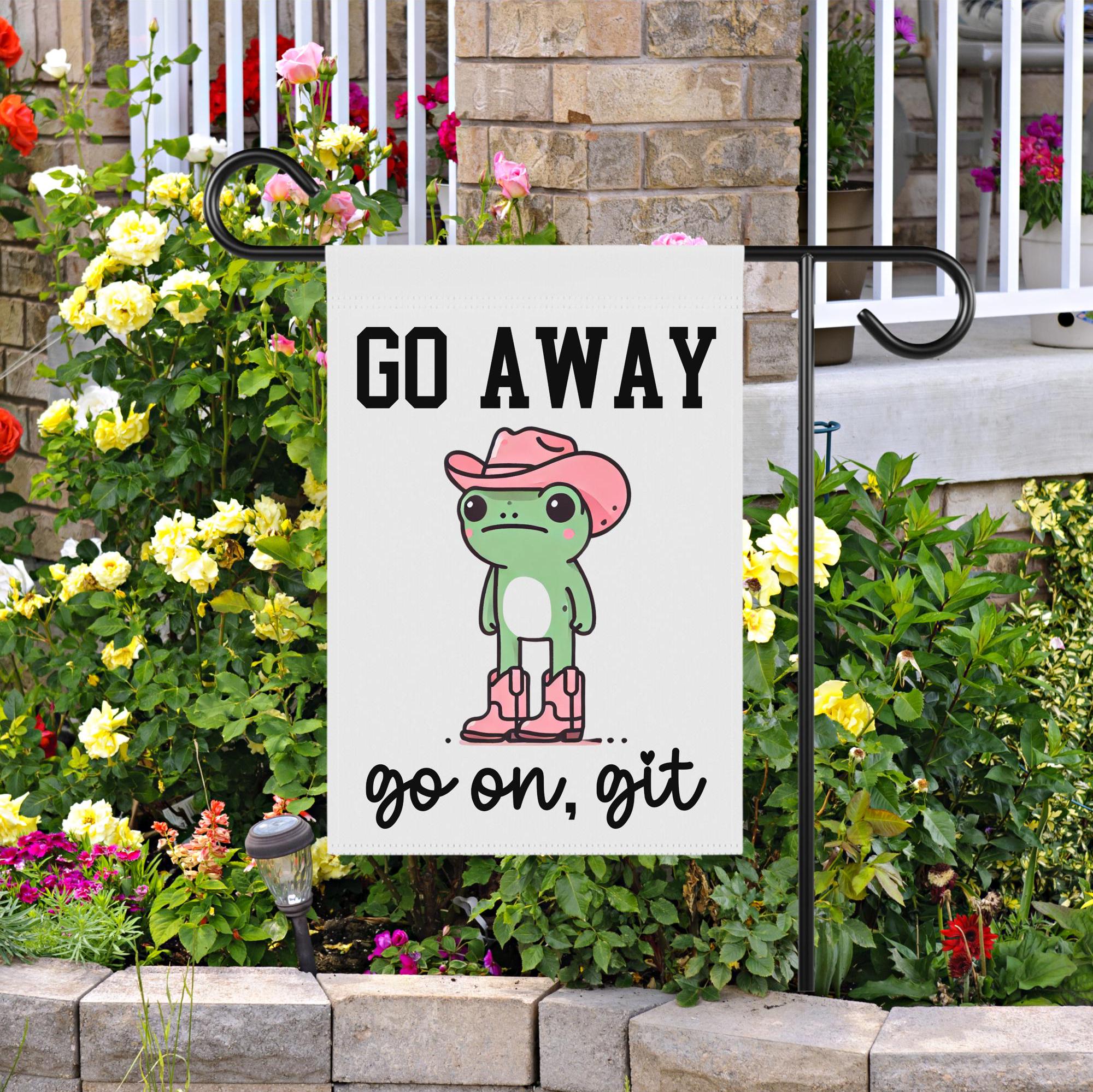 Frog Git Go Away Frog Flag; Funny Garden Flag; Go on Git Yard Sign; Cowboy Frog ...