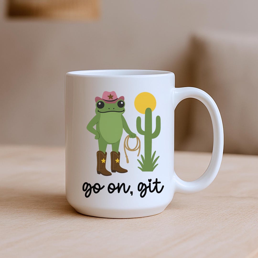 Frog Git Go on Git Frog Mug, Cowgirl Frog Mug, Funny Cottagecore Coffee Cup ...