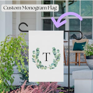 Personalized Eucalyptus Monogram Garden Flag
