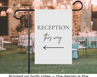 Directional Wedding Reception Flag, Reception This Way Sign, Backyard Wedding Decor, Event Direction Sign, Outdoor Wedding Signage